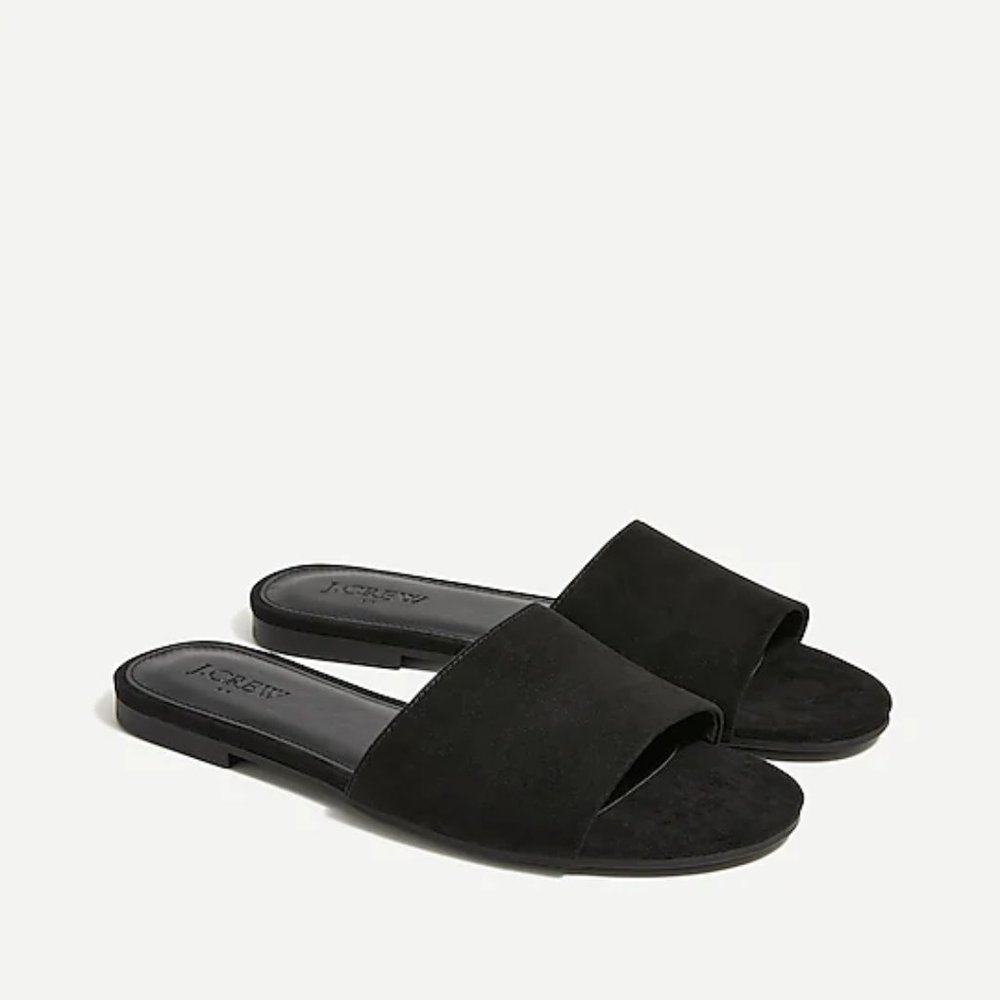 J. Crew Microsuede Single Strap Slide Sandals